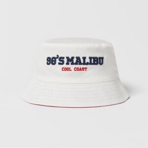 NWT Zara Kids NEW Malibu Reversible Blue, Red and White Bucket Hat Embroidered